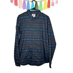 Men’s Levi’s Aztec California Baja Cali Printed Button Up Casual Top Shirt Large